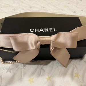 CHANEL  Pink Satin Pearl Chain Belt